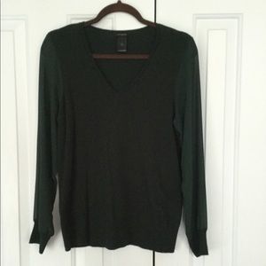 Forest green Ann Taylor sweater with sheer sleeves